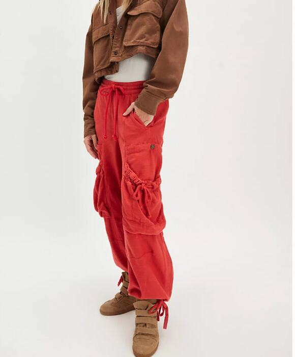 Free People Other - Free People Ashton Pull-On Full-Length Cargo Pants Clay Red XL
